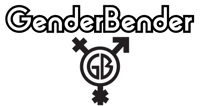 An icon that reads “GenderBender” in black above an inclusive gender symbol with GB in the middle.